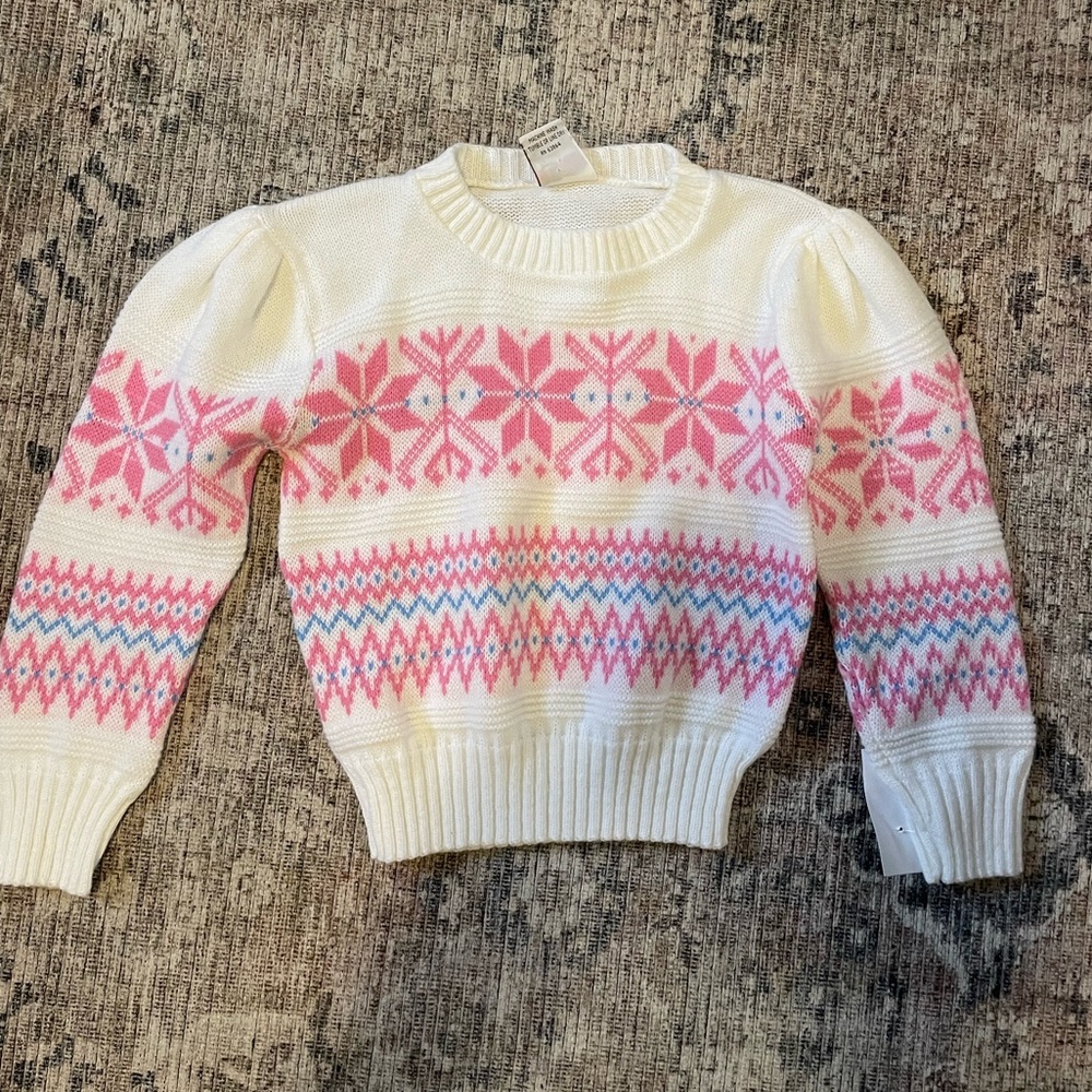Vintage pink kids sweater hot fudge made in USA Aztec